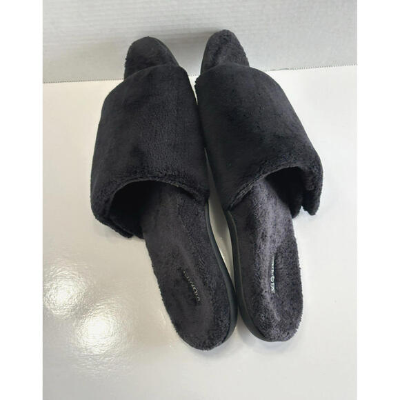 Vionic Dream Cozy Women's 8 Black Faux Fur Slide Slippers Adjustable Comfy Flats - Picture 6 of 16
